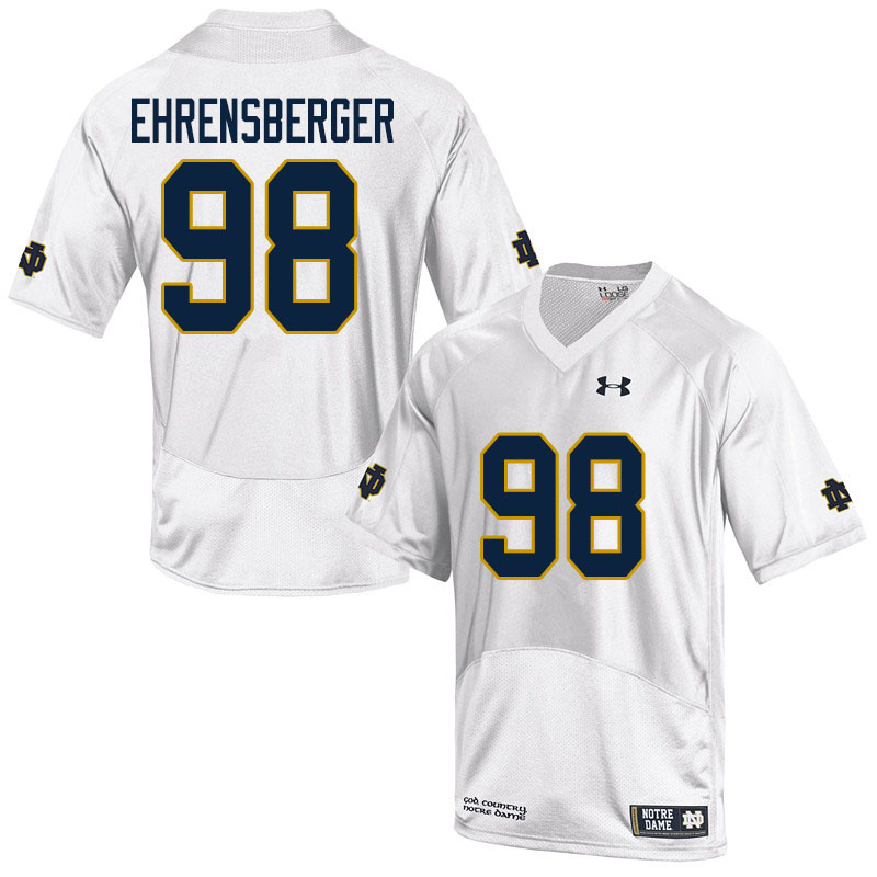 Men's NCAA Notre Dame Fighting Irish #98 Alexander Ehrensberger Stitched College Under Armour Authentic White Football Jersey TH10T63QB